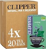 Clipper Organic Peppermint & Spearmint Infusions Fruit Teabags / 80 Infusions Tea Bags (4x Boxes of 20) / Caffeine-Free Herbal Tea/Natural, Unbleached, Plant Based