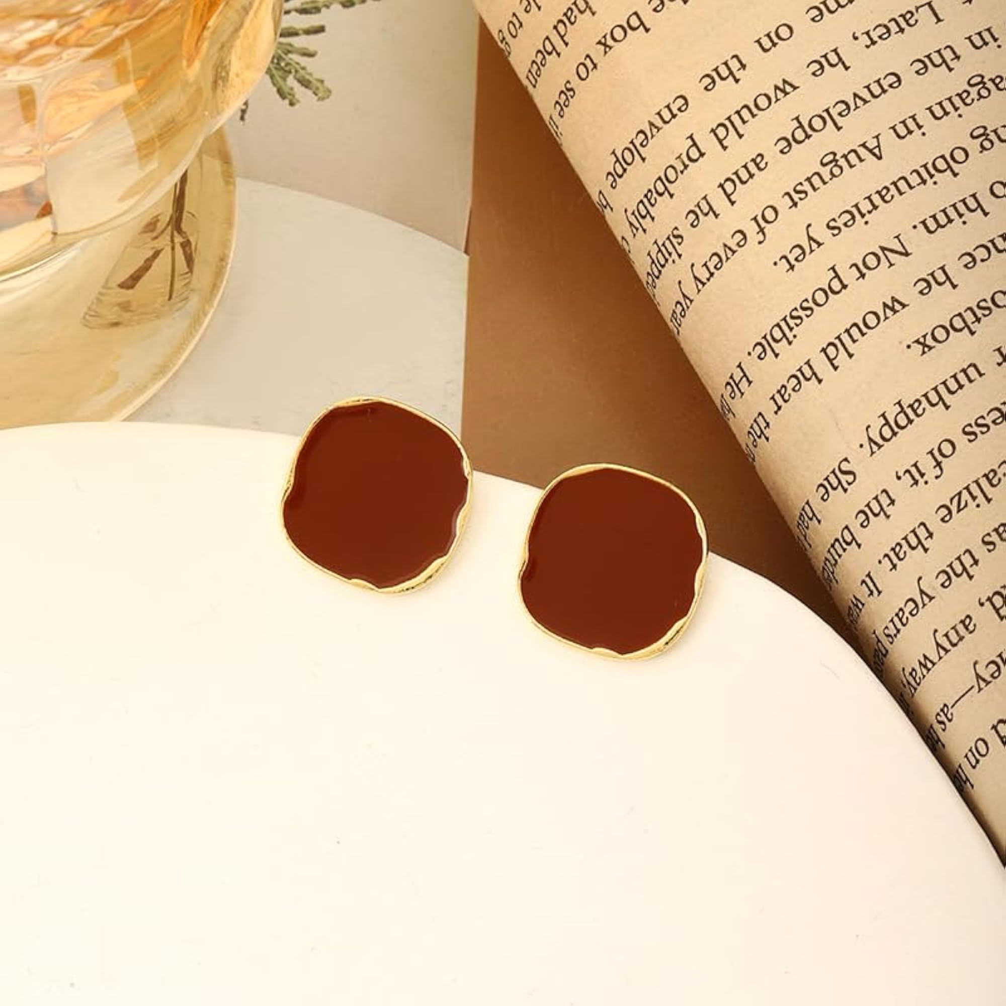 Women's Red Korean Studs Earrings Set, Stylish Crystal Design