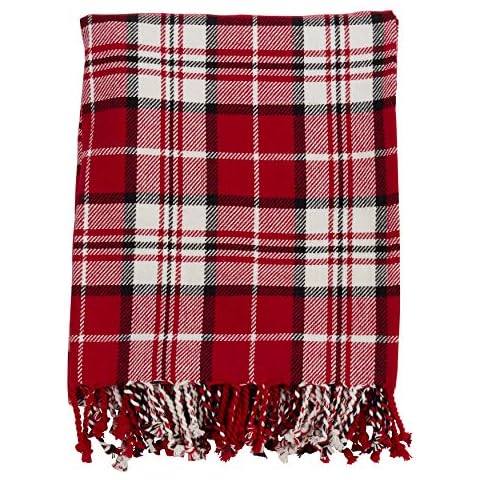 Red Plaid Throw Blanket Cover