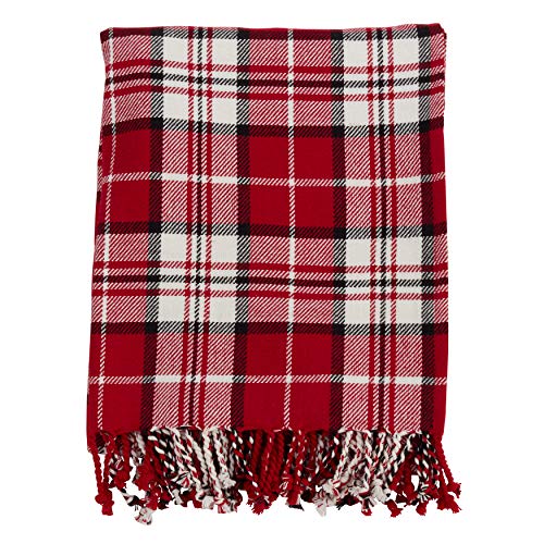 SARO LIFESTYLE Red Plaid Throw Blanket, 50" x60, TH648.R5060