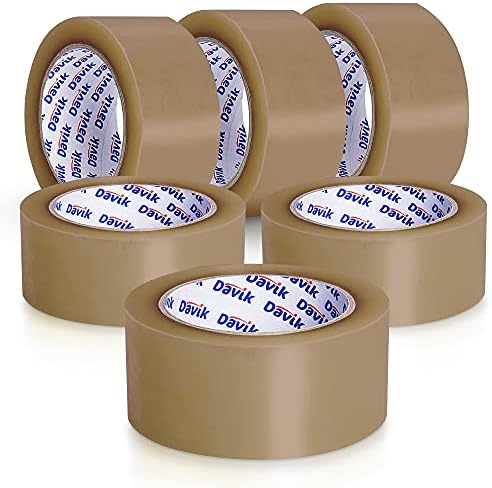 Davik - Packing Tape for Moving Boxes and Luggage, 216-Foot Long (72 Yards) and 1.88-Inch Wide Shipping Tape, Brown Tape, 6-Pack