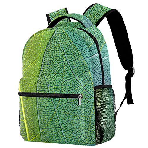 Sac à dos décontracté mixte vert et bleu à imprimé végétal