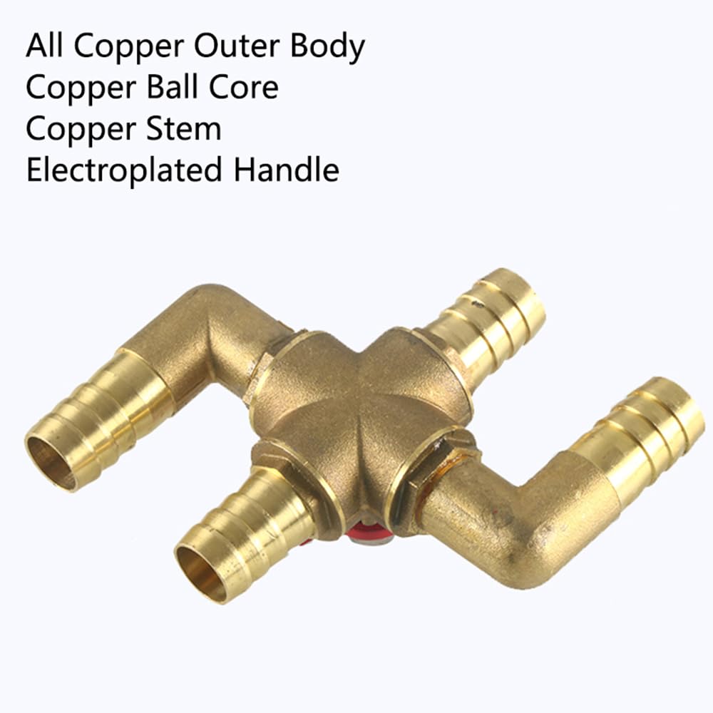 Valvola di Controllo del Riscaldamento a 4 Vie, Valvola di Riscaldamento Manuale Integrata in Ottone Massiccio da 5/8" (16mm) per Autoveicoli per Acqua/Olio/Gas