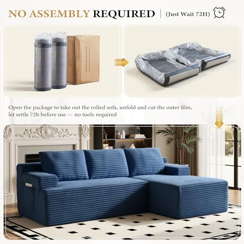 Image of 96 inch Sectional Couches for Living Room Cloud Couch Sofa with L-Shape Upholstered Boneless Couchs Modern Modular Sectional Couch with Chaise