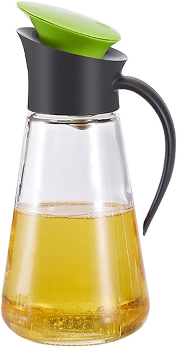 oil bottle Household Leak-proof Glass Oiler Thickened Oil Vinegar Dispenser with Handle Multi-color Automatic Opening and Closing Oil Bottle oil sprayer(Color:C)