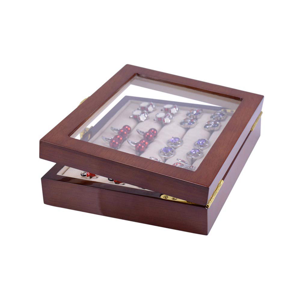 Caja De Gemelos De Vidrio para Hombre, Caja De Exhibición De Colección De Madera Pintada, Almacenamiento De 12 Pares De Capacidad, Caja De Joyería para Anillos，