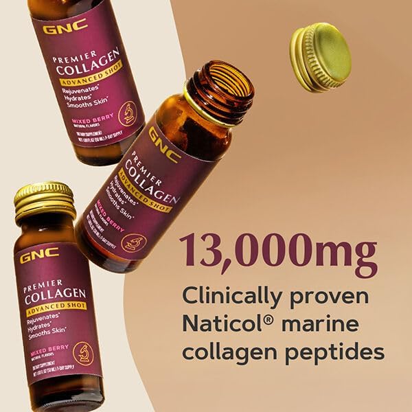 Miniatura 5 de Premier Collagen Advanced Shot, para un aspecto más juvenil, piel hidratada y suave, bayas mixtas, 10 botellas