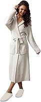 MH MYLUNE HOME Ultra Soft Plush Fuzzy Robe for Women with Pockets, Hooded Calf-Length Spa Bathrobe Loungewear
