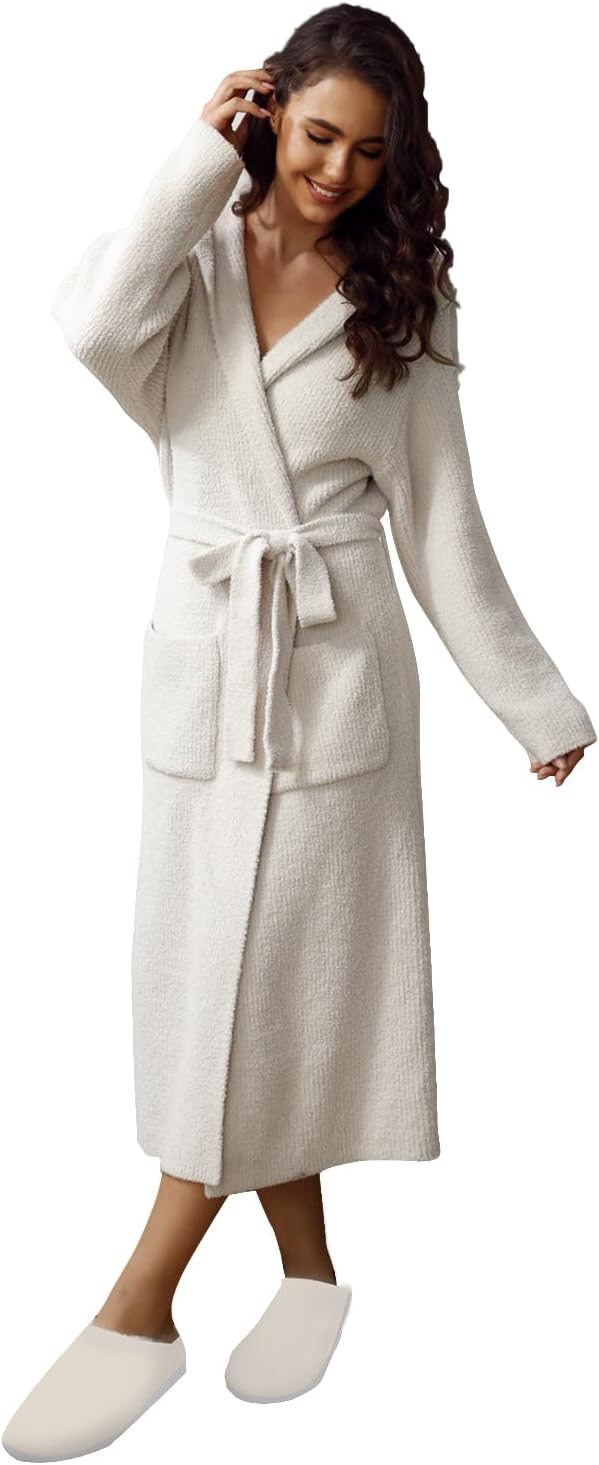 Plush Hooded Robe with Pockets