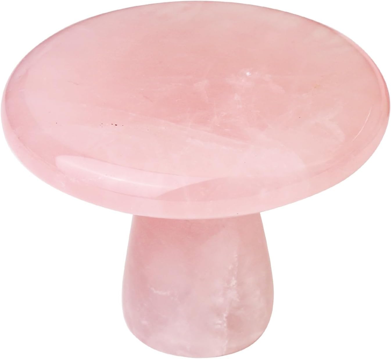 mookaitedecor Set of 2 Natural Rose Quartz Round Mushroom Shape Cabinet Knobs with Screws, Decorative Hanging Hooks Drawer Pulls Handles for Kitchen Cupboard Wardrobe