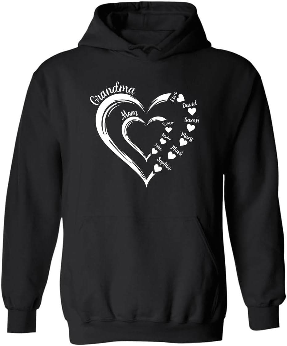 PTB620612 Personalized Grandma Heart Shirts, Custom Mom Grandma and Grandkids Name Hearts Shirts for Grandma Mother's Day - Image 5