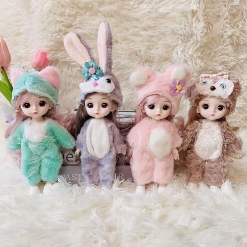 GIKOP 4 Pcs 6' Princess Mini Dolls, Adorable Lifelike Dolls with Movable Joints, Safe & Non-Toxic Materials, Perfect for Imaginative Play, Tea Parties, & Collectibles, Great Gift for Girls Aged 3+