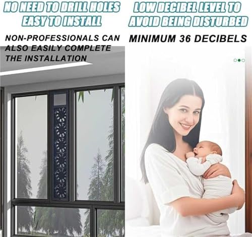 Adjustable Door & Window Fan with Filter, 52-140cm, 85m³/h Airflow, 2800 RPM Speed, Punch-Free Exhaust Fan for Home, Kitchen, Office & Bedroom Use