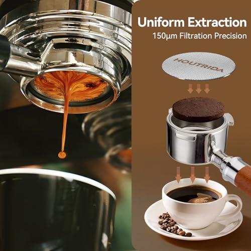 HOUTRIDA 53.5mm Puck Screen 3 Pack, Reusable Espresso Screen 316 Stainless Steel, 1.7mm Thickness Portafilter Mesh 150μm Metal for Espresso 51mm Portafilter Filter Basket - Thumbnail 6