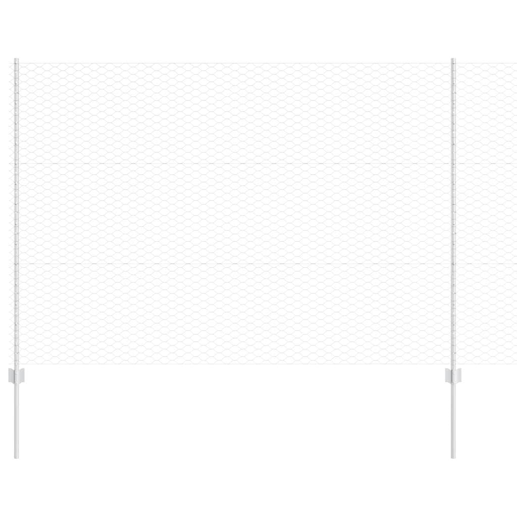 Outdoor Garden Fence with Post Silver 1.5 x 25 m Steel Easy Assembly Privacy Screen for Terrace Patio Boundary