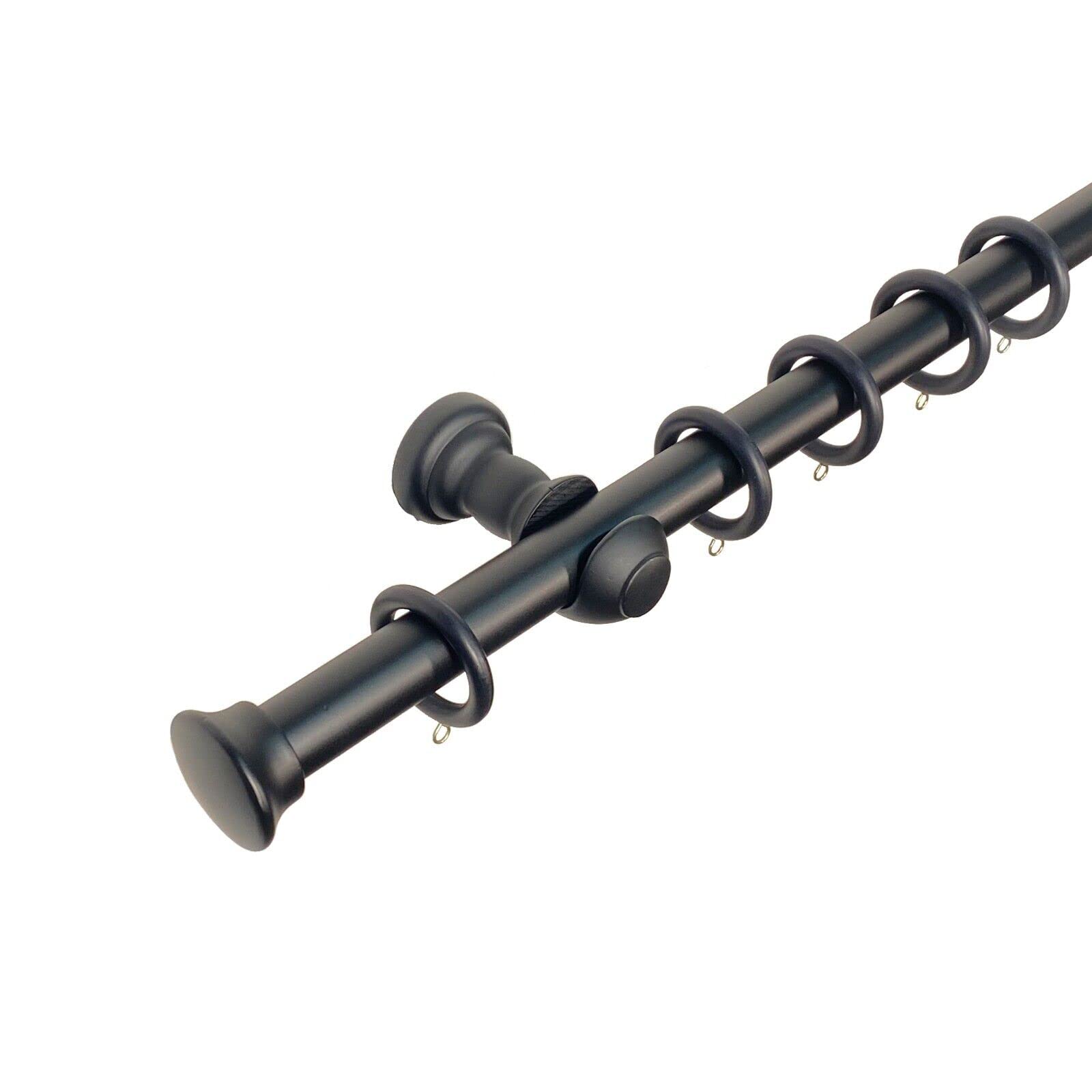 Kestral Black Stopper Wooden Curtain Poles - 28 Mm, 150 Cm, Multi Finials