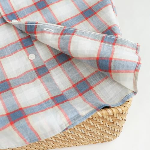 Image of Dubinik Mens Short Sleeve Button Down Shirts Soft Breathable Summer Vintage Regular Fit Lightweight Men's Casual Shirt