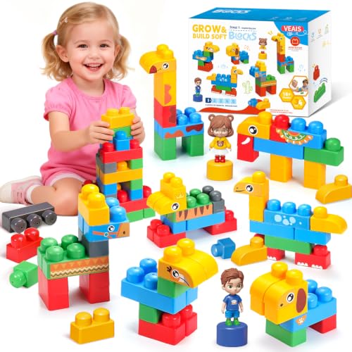 VEAIS 34 PCS STEM Soft Building Blocks Set for Toddlers 18 Months+