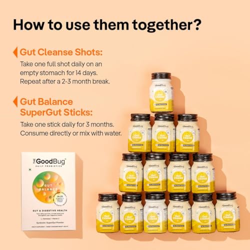 Image of The Good Bug Gut Balance Super Bundle | Probiotics + 14 Colon Detox Shots|Improves Digestion|Relief from problems like Bloating, Constipation and Gas | Boosts immunity