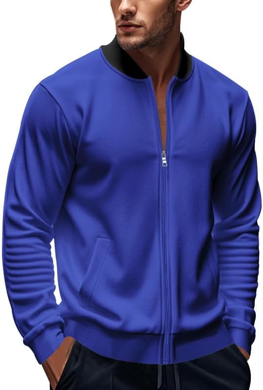 Men's Athletic Jacket - Lightweight Full Zip Stand Collar Slim Fit Outerwear for Spring Casual Wear - Image 3