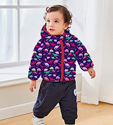 Baby Kids Winter Coats Hoods Ultralight Toddler Girl Dinosaur Puffer Coats Cute Zipper Cable Outwear Snowsuit for Snow Rain Or Cold Weather 6-12 Month - Thumbnail 6