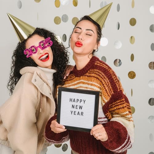 2025 New Years Glasses, 2025 Glasses Frame Happy New Year Eve Eyeglasses Glitter Number Sunglasses Graduation 2025 Party Supplies Rosy3