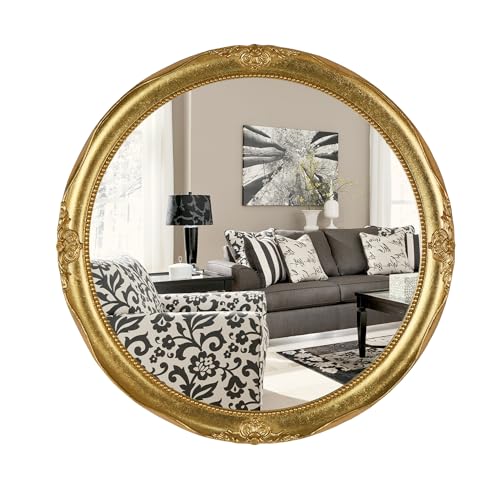 Funerom Espejo de pared decorativo vintage redondo (dorado, 16 pulgadas)