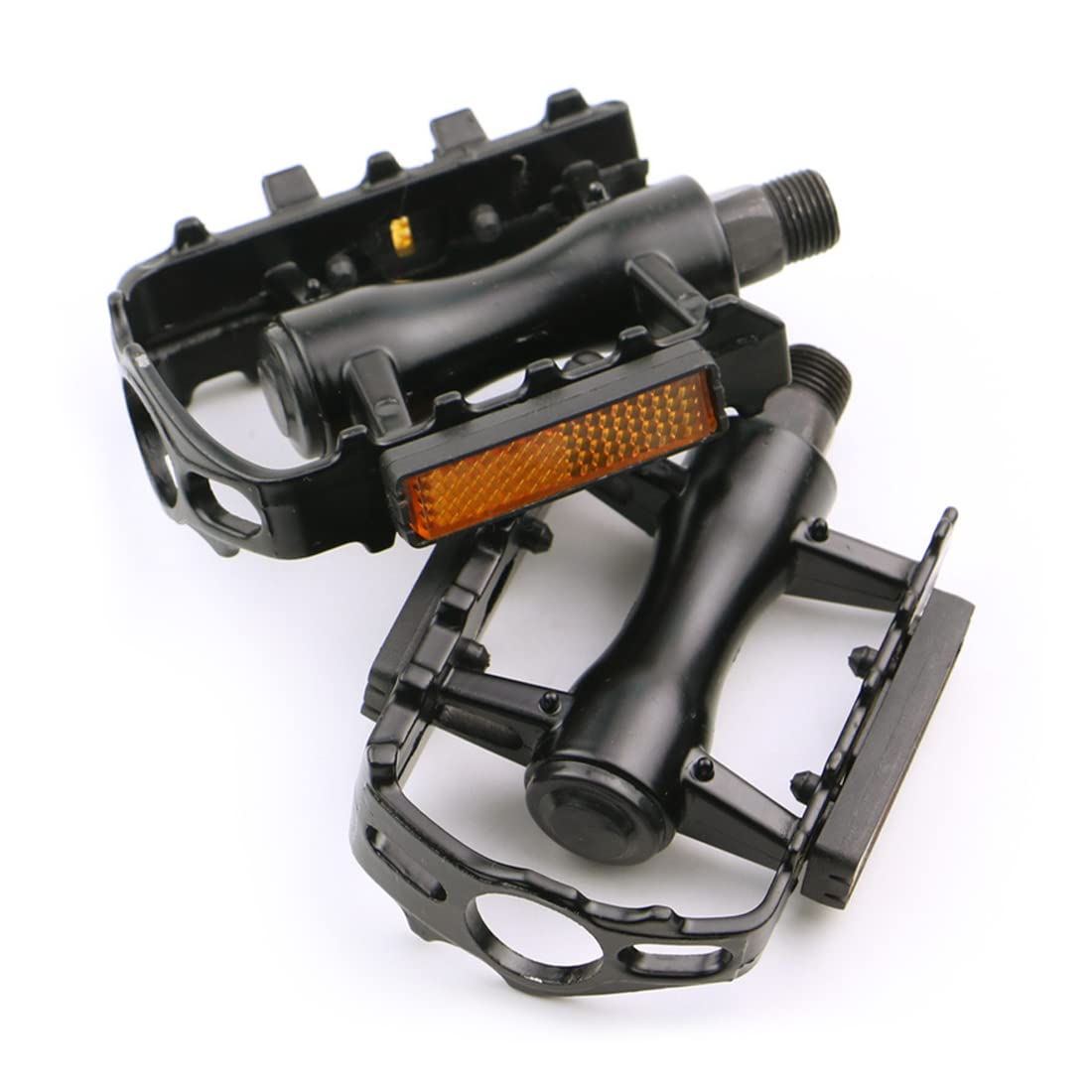 Dorglix Paires De Pédales VTT Pliables – Alliage Alu, Antidérapantes, Avec Réflecteurs – 123x70x27 Mm, Noires – Pour Route Et VTT