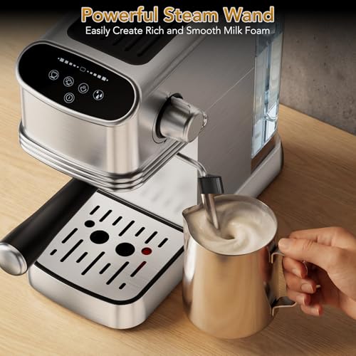 Image of COWSAR 20 Bar Espresso Machine, Compact Espresso Maker with Steam Milk Frother, Stainless Steel Coffee Machine with 45oz Removable Water Tank, for Cappuccino,Latte&Cold Brew Home&Office