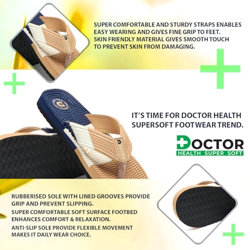 Image of DOCTOR HEALTH SUPER SOFT Men's Massage Flip Flops | Textured Footbed Comfortable EVA Slippers | Anti-Slip Lightweight Thong Sandals for Indoor Outdoor Casual Everyday Wear