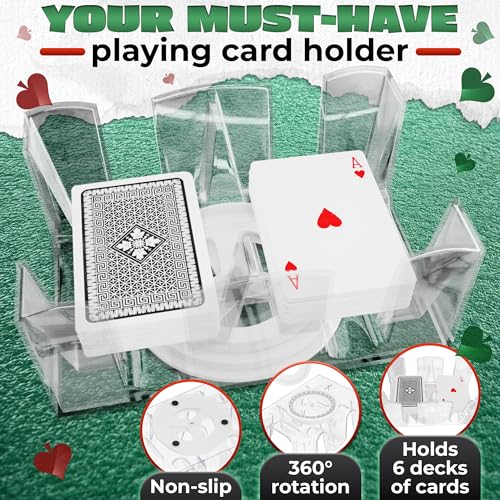 Canasta Card Holder - 6 Deck Plastic Revolving Card Game Holder Playing Cards Tray Rotating 360° Organizes Multiple Decks for Canasta, Poker and More | Lightweight, Durable with Smooth Rotation - Thumbnail 4