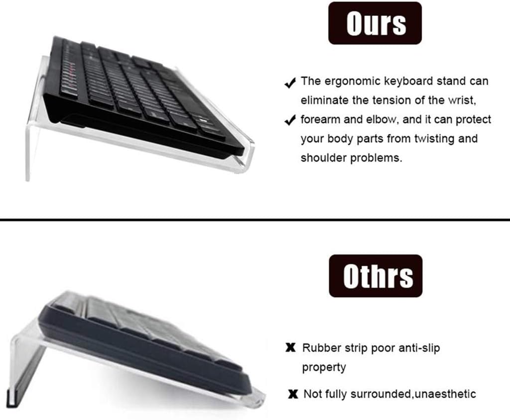 Acrylic Computer Keyboard Holder Clear Tilted Keypad Stand for Office Home