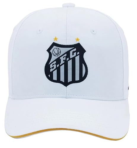 Boné Santos Bordado Frontal e Lateral 6 Gomos Licenciado - Branco