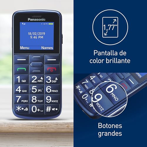 Miniatura 2 de Panasonic KX-TU110EXC 2G, Teléfono Móvil para Mayores, con Botón SOS, Llamada Prioritaria, Teléfono con Botones Grandes, Bluetooth, Linterna, Cámara, Azul