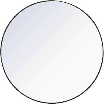 Elegant Decor Eternity Home Office Decorative Round Framed Wall Mirror, 48" L x 48" H - Black