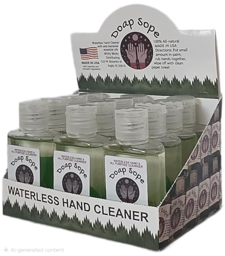Doap Sope Plant-Based Hand/Multi-Purpose Cleanser with Tea Tree Oil, NO ALCOHOL. Industrial degreaser for Resin, Tar, Sap, Soot, Ink, Stain. 2 oz Bottles, 12 Pack