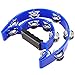 KOHAND 6 Packs 9 Inch Half Moon Tambourine, Double Row Tambourine, Handheld Tambourine with Ergonomic Handle, Plastic Musical Percussion Tambourines, Black, Blue, Magenta