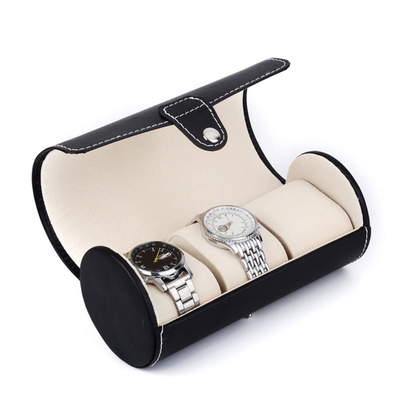 FRCOLOR Boîte à Montres Légère et Imperméable Portable en PU, 2 Pièces Style Simple pour Voyages et Déplacements Professionnels