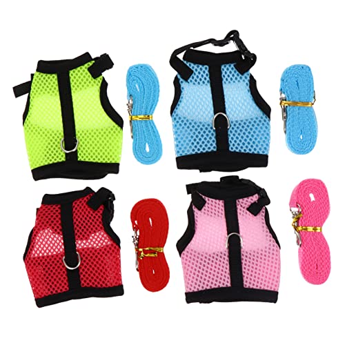 Mipcase Outdoor Rabbit Vest Harness 4 Pack Small Pet Harness Leash Mesh No Fading