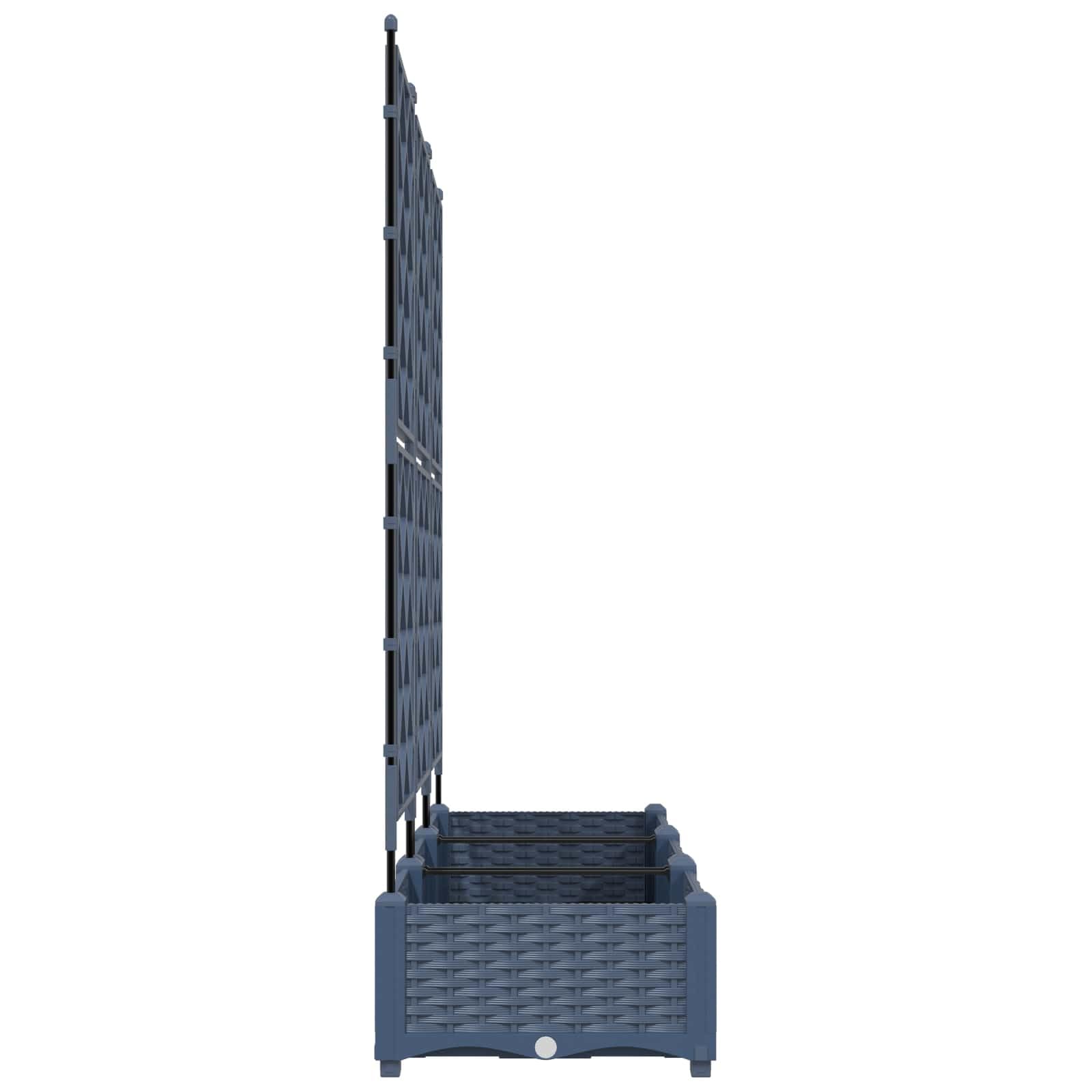 Nowoczesna szara skrzynka na kwiaty 3 sztuki z tworzywa sztucznego, 120 x 40 x 125,5 cm, elegancki i minimalistyczny design na zewnątrz, łatwy montaż za pomocą śrubokręta, idealny