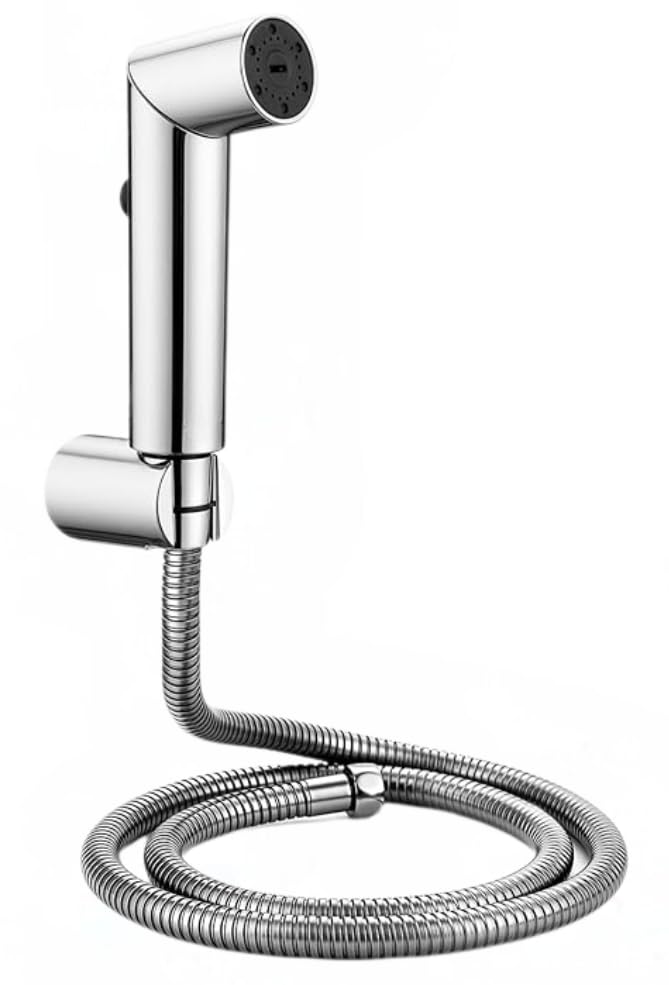 ABS Jet Liner Health Faucet with 1 Meter Hose Pipe and Wall Hook |2 Flow Modes | Handheld Jet Spray for Toilet|Chrome Finish-image-46