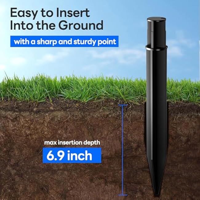 8 Pack Reinforced Ground Stakes, 0.83 x 8.27 Solar Lights Spikes, ABS Plastic Replacement Nails for Solar Pathway Lights Spot Lights Torch Lights Garden Lights
