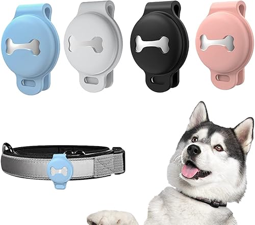 Skywin Fundas de silicona para Airtag para collar de mascotas, soporte para collar de perro Airtag protege el dispositivo del polvo, daños y