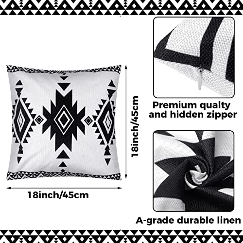 Aztec Boho Throw Pillow Covers Black White 18 X 18 Inches Set Of 6 Southwestern Throw Pillowcase Modern Farmhouse Cushion Case Tribal Geometric Pillowcase For Bedroom Couch Sofa Bed #TOP1