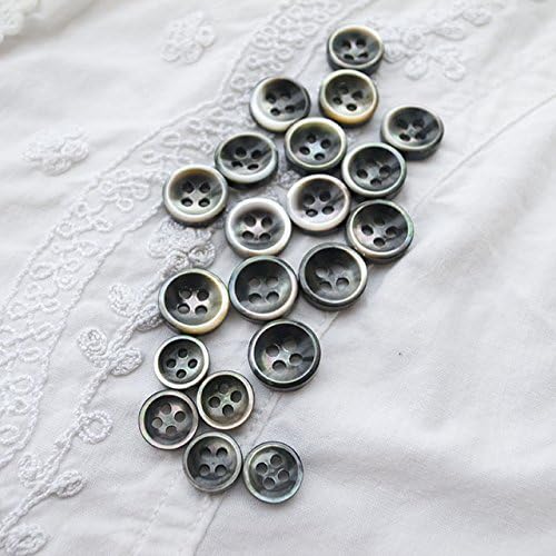 Takashima Black Mother of Pearl Buttons Buttons,(Black Lip Oyster)#BT131 Four-Hole,9mm(3/8'')5Pieces&11.5mm(7/16'')15Pieces