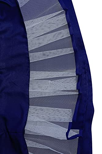 Image of Fashion Dream Girl's Dark Blue Taffeta Maxi Length Foil Printed Dress|Maxi Dress|Printed Dress(FDGDRS00038 DBL 40 Dark Blue 13 Years-14 Years)