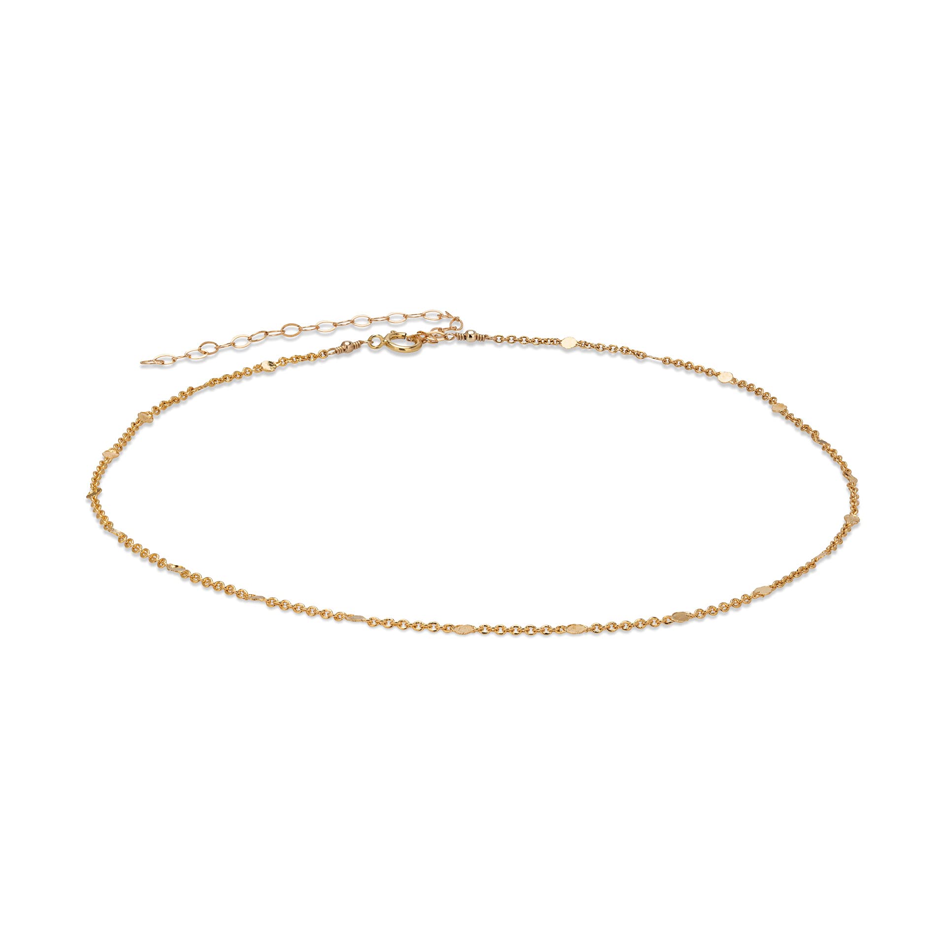 Annika Bella Chain Choker Necklace, Length 13-16 Inches, Minimalist Simple Gold Necklaces, Tarnish-Resistant, Dainty Layering Chokers for Women (Dotted Chain)