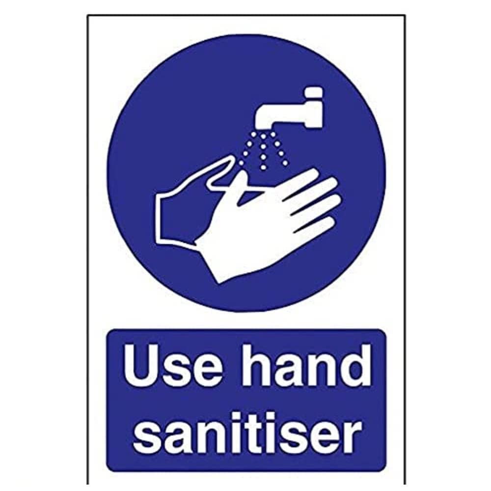 V Safety 43071AG-S Use Hand Sanitiser Sign - Portrait - 100mm x 150mm - Self Adhesive Vinyl, Blue