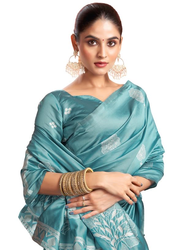 Image of SIRIL Women's Kanjivaram Soft Silk Saree Pure Silk Saree With Unstitched Blouse Piece