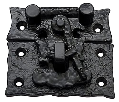 Adonai Hardware 3 Inch"Oshea" Antique Cast Iron Hasp & Staple With Lock For Trunks And Jewellery Boxes - Matte Black Powder Coated, Antique Hardware, Cabinet Hardware #TOP2
